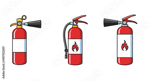 Fire extinguisher icon set. vector illustration