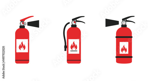 Fire extinguisher icon set. vector illustration
