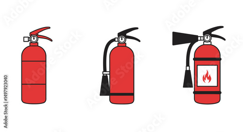 Fire extinguisher icon set. vector illustration