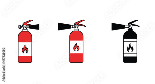 Fire extinguisher icon set. vector illustration