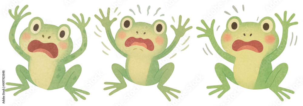 Obraz premium PNG Surprised cartoon frog illustration., transparent background