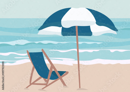 Ombrellone e sdraio sulla spiaggia