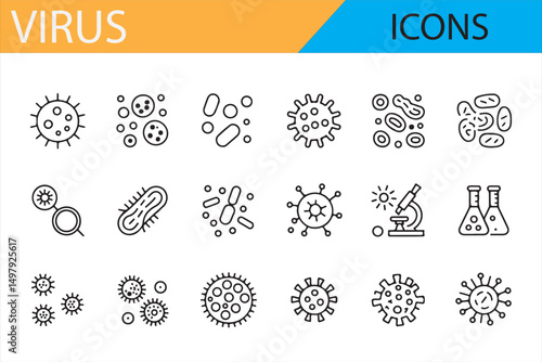 Laboratory Tools and Virus Icons for Medical Design