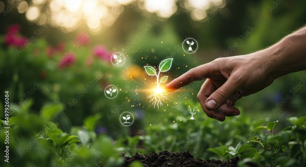 custom made wallpaper toronto digitalHand nurturing a digital sprout in a garden