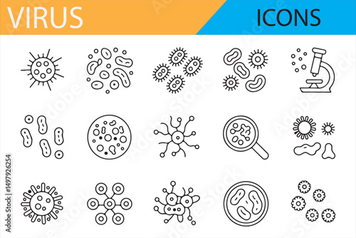 Virus and Bacteria Icons for Medical Research