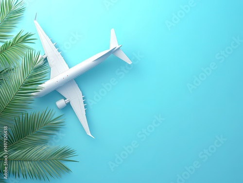 Wallpaper Mural Flat Lay of Travel Accessories and Airplane on Blue Background Torontodigital.ca