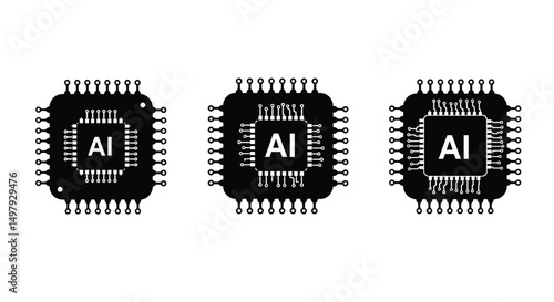 Processors glyph icons set. Octa core, CPU processors, microprocessor temperature, sad chip. Silhouette symbols. Vector isolated illustration