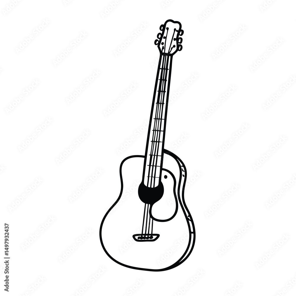 Fototapeta premium Guitars vector art illustration. Vector guitars on white background. Symbols of classic electric guitars for a store or music application. Electric and acoustic, bass, music instrument. 