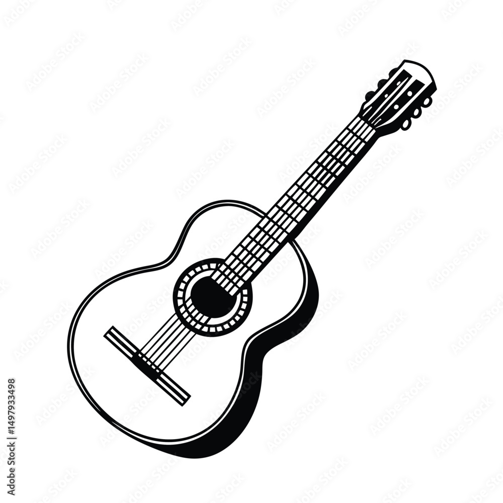 Fototapeta premium Guitars vector art illustration. Vector guitars on white background. Symbols of classic electric guitars for a store or music application. Electric and acoustic, bass, music instrument. 