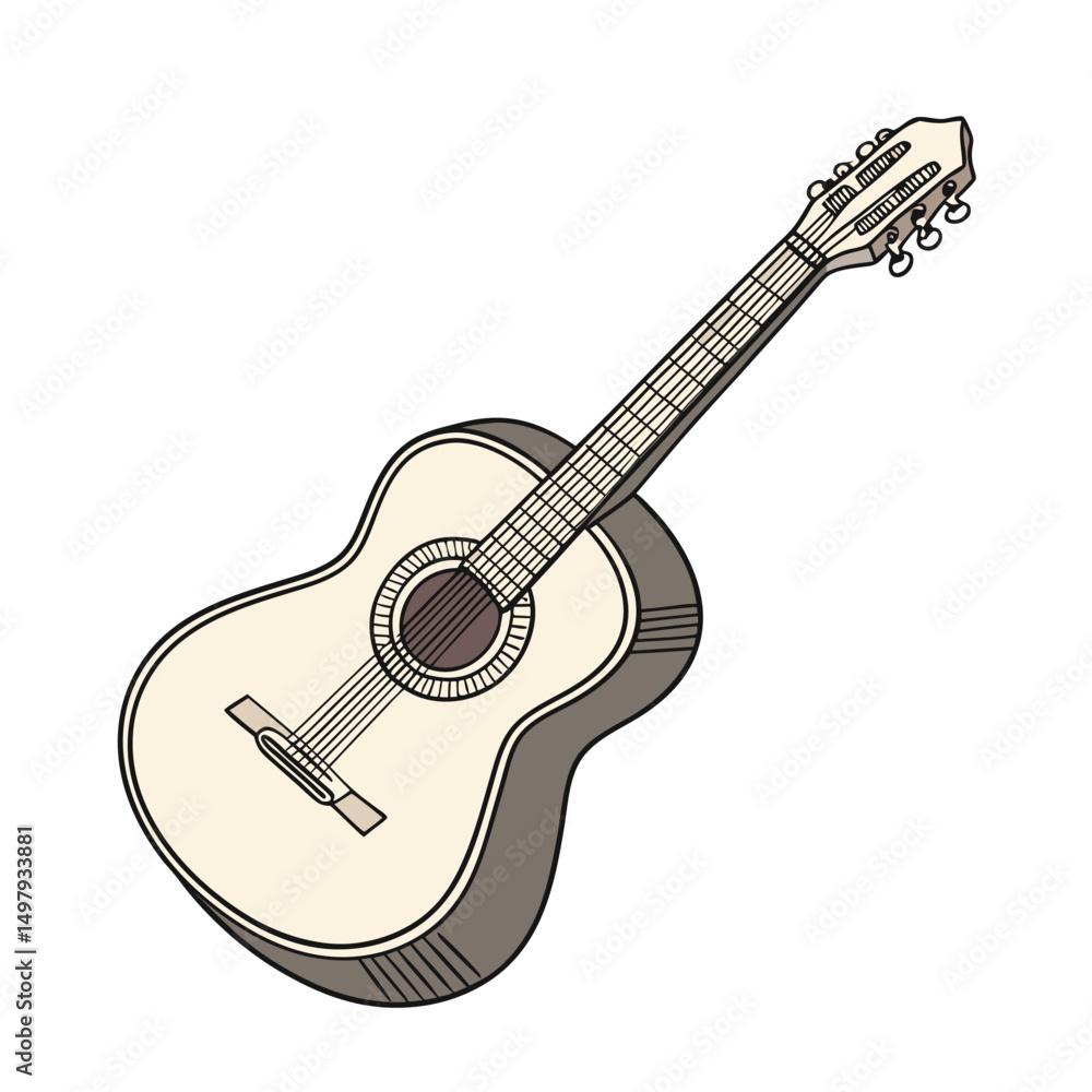 Fototapeta premium Guitars vector art illustration. Vector guitars on white background. Symbols of classic electric guitars for a store or music application. Electric and acoustic, bass, music instrument. 