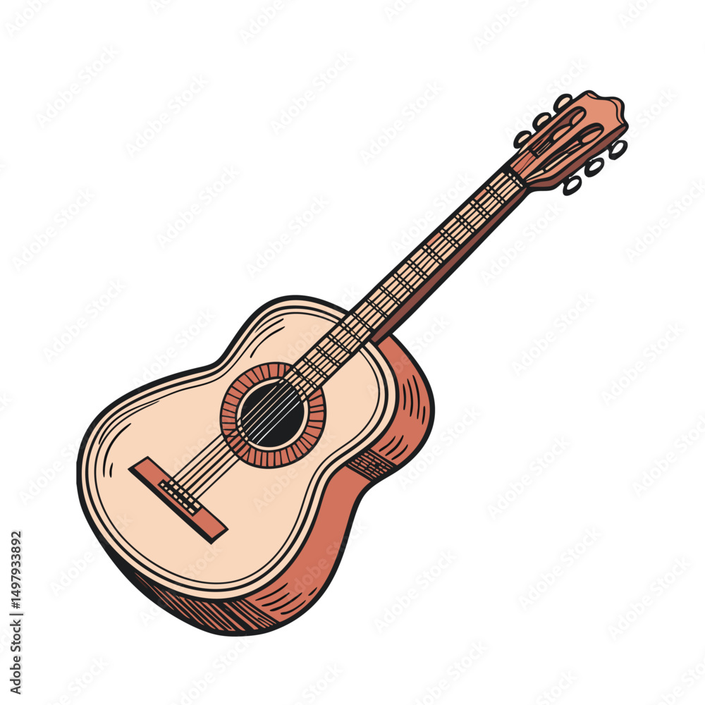 Fototapeta premium Guitars vector art illustration. Vector guitars on white background. Symbols of classic electric guitars for a store or music application. Electric and acoustic, bass, music instrument. 