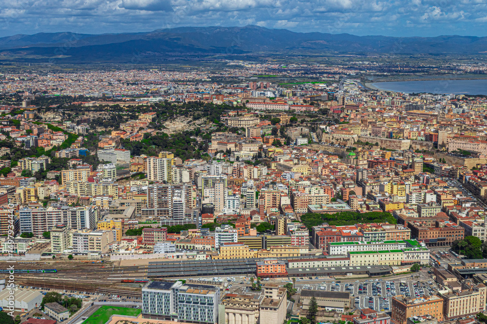 Obraz premium Aerial view of the metropolitan area of ​​Cagliari. Sardinia, Italy 