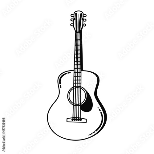 Guitars vector art illustration. Vector guitars on white background. Symbols of classic electric guitars for a store or music application. Electric and acoustic, bass,  music instrument.
