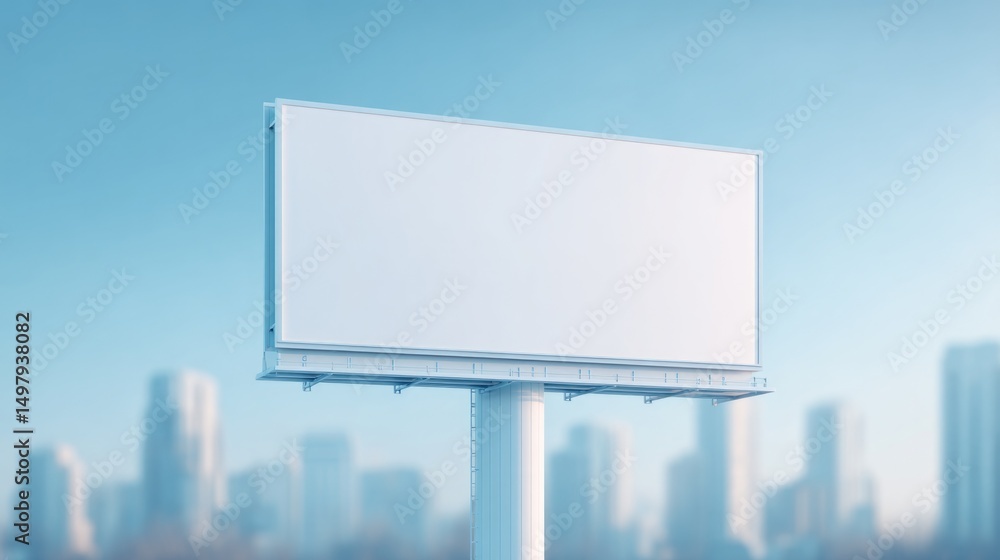 Fototapeta premium isolated 3d billboard with realistic shadow effects stands against muted urban landscape for visual prominence
