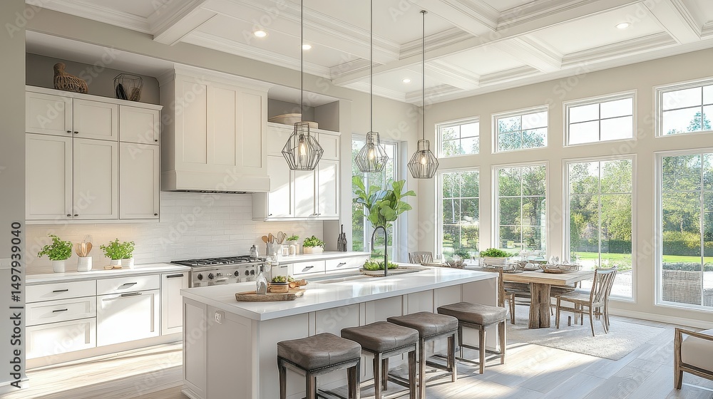 Bright and Spacious Modern Kitchen with Elegant Design, Natural Light, Open Layout, Beautiful Plants, and Contemporary Fixtures for Stylish Living Spaces Bright and Spacious Modern Kitchen with Elegant Design, Natural Light, Open Layout, Beautiful Plants, and Contemporary Fixtures for Stylish Living Spaces