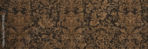 Intricate damask pattern, elegant swirls & scrolls, rich texture,  beige,  brown,  white