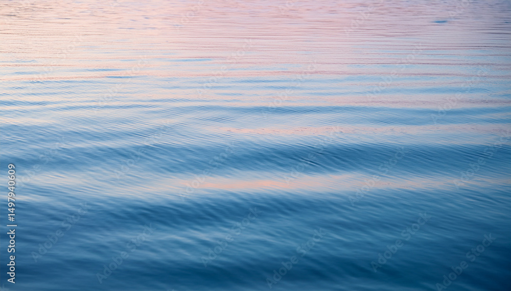 Naklejka premium tranquil water surface with ethereal gradient soft hues and gentle ripples for calm atmosphere