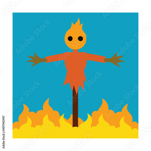 burned scarecrow in field.eps
