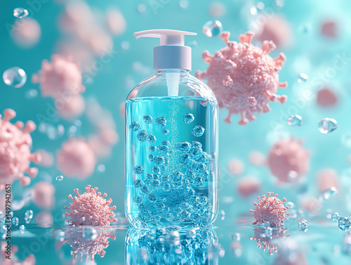 Wallpaper Mural Hand Sanitizer with Virus Illustration Torontodigital.ca