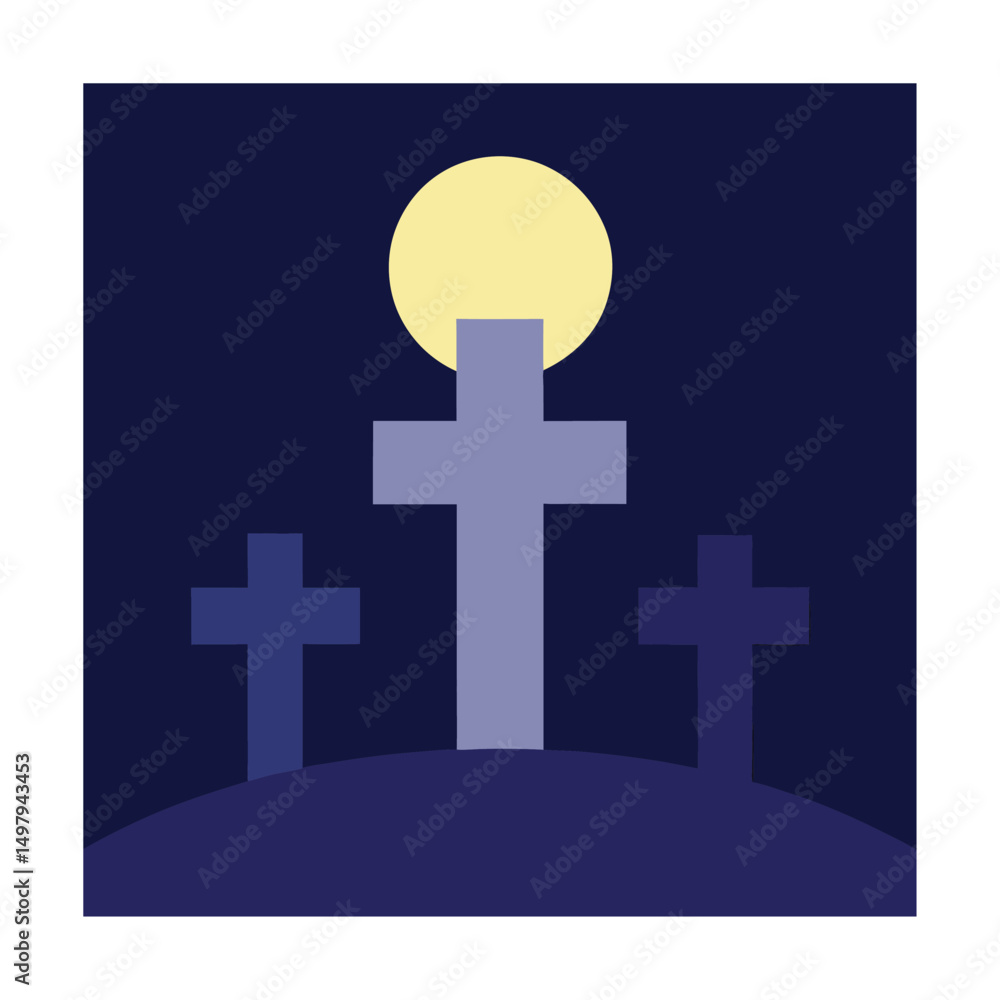 Obraz premium cross shaped tombs in moonlight (3).eps