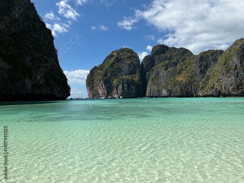 Stunning Thai Coastline with Turquoise Waters, Limestone Cliffs, and Tropical Scenery