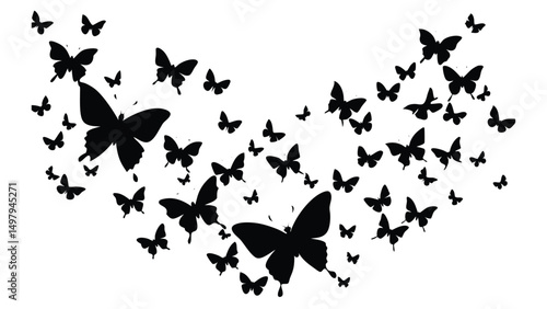 Butterfly silhouettes swarm background