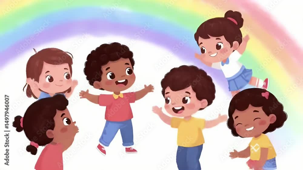 Kids under a rainbow Kids under a rainbow