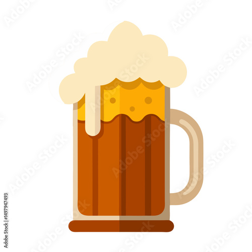 a mug of beer with a frothy white head overflowing at the top