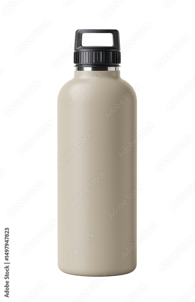 Stainless steel water bottle with black cap Stainless steel water bottle with black cap