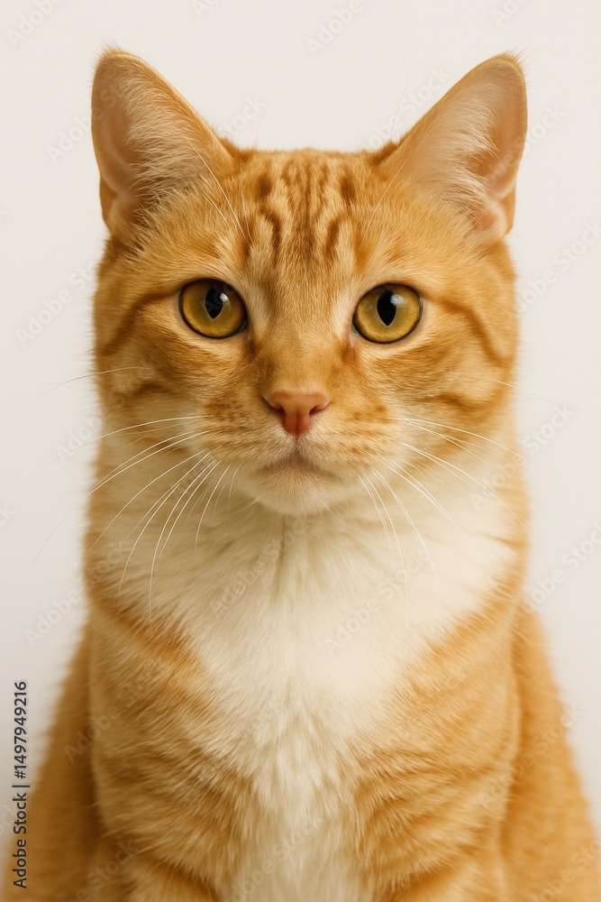 Portrait of an orange tabby cat with striking yellow eyes Portrait of an orange tabby cat with striking yellow eyes