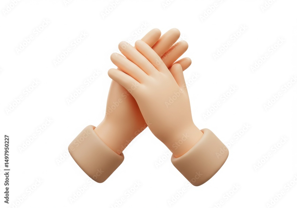 3d cartoon hands clapping isolated on transparent background 3d cartoon hands clapping isolated on transparent background