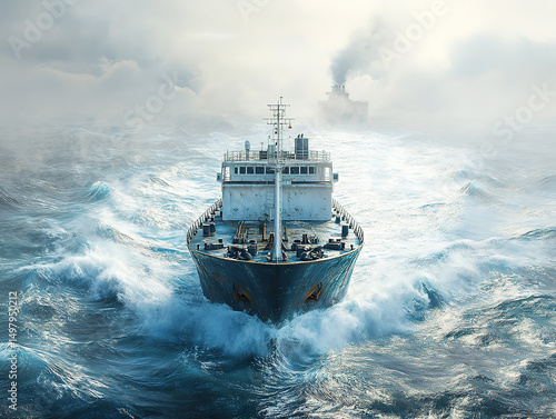 Wallpaper Mural Aerial View of Cargo Ship Delivering Goods Worldwide Torontodigital.ca