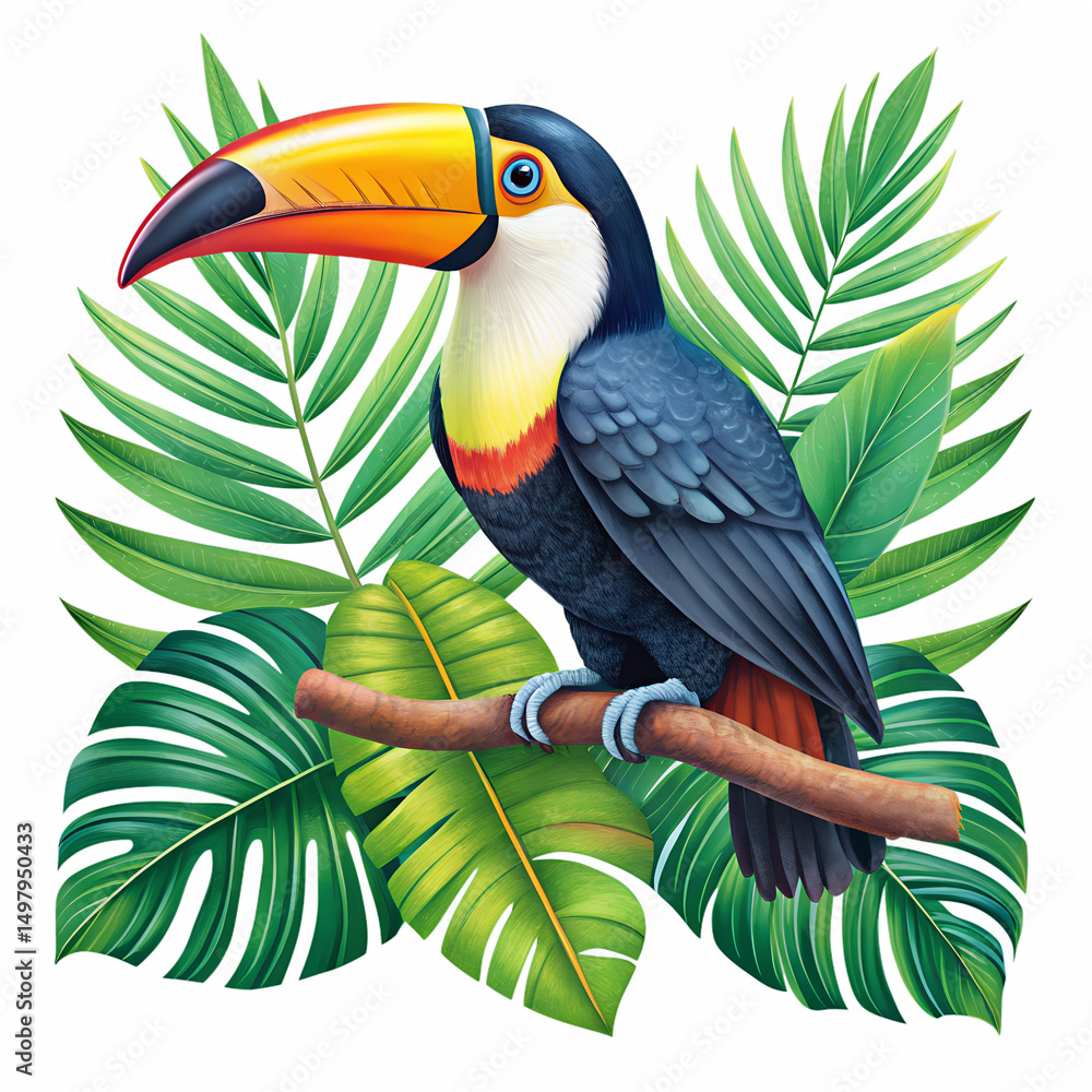 Fototapeta premium Tropical Toucan Bird with Hand Textured Feathers Clipart