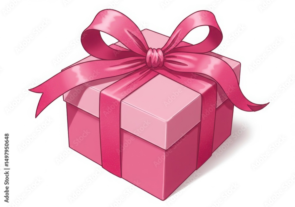Obraz premium Pink gift box with ribbon bow isolated on transparent background