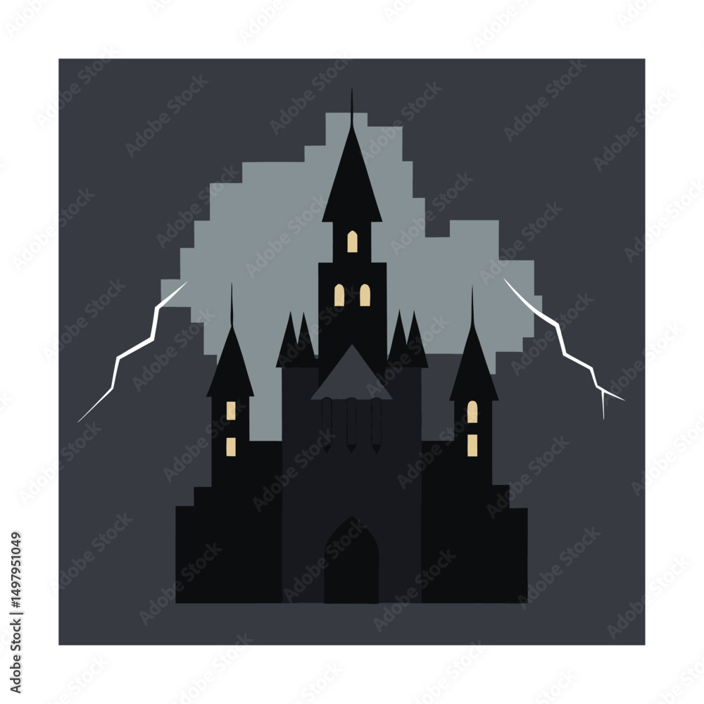 Fototapeta premium gothic castle with thunderstorm.eps