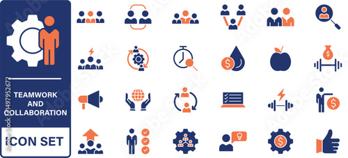 People and teamwork line icons collection. Big UI icon set in a flat design. Thin outline icons pack.