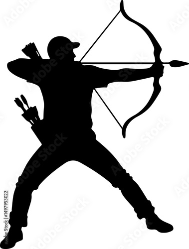 Archer Silhouette in Shooting Stance"