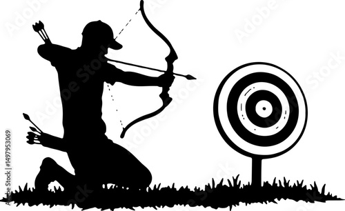 Archer Silhouette in Shooting Stance"