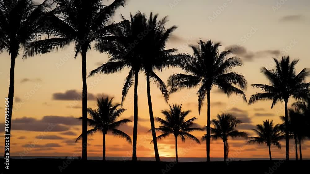 Silhouette palm trees at sunset Silhouette palm trees at sunset