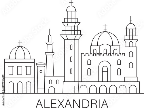 Alexandria City Line Draw Simple Minimalist