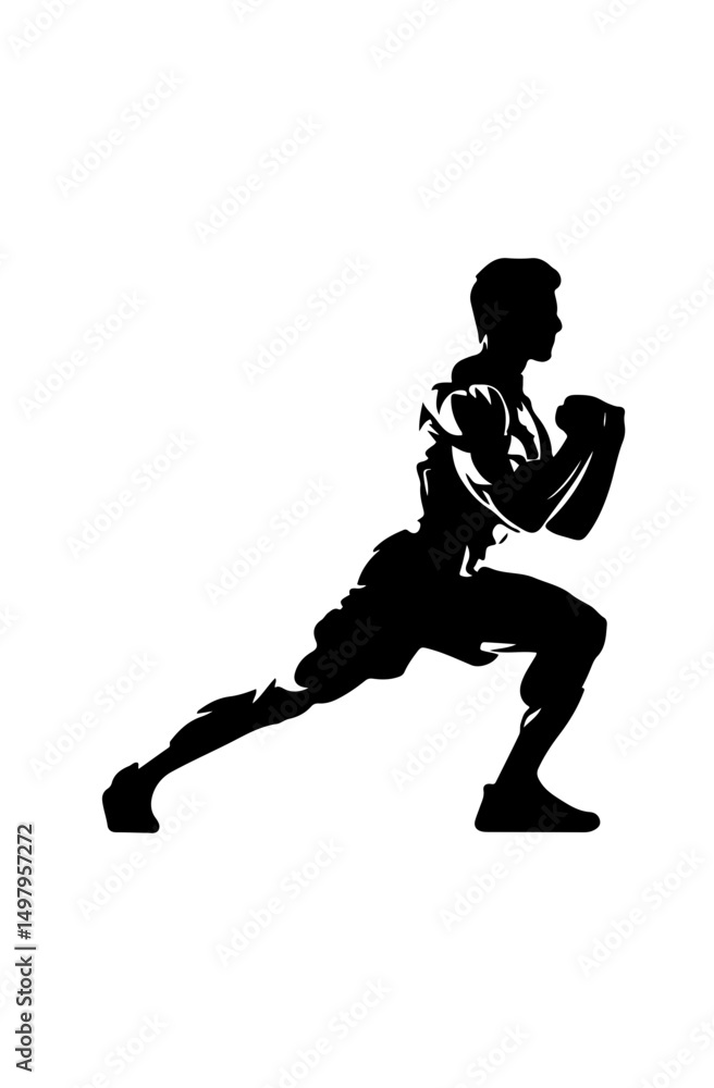 Silhouette of a Man Performing a Lunge Exercise Silhouette of a Man Performing a Lunge Exercise