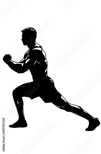 Dynamic Lunge Silhouette - Fitness and Strength Training Illustration