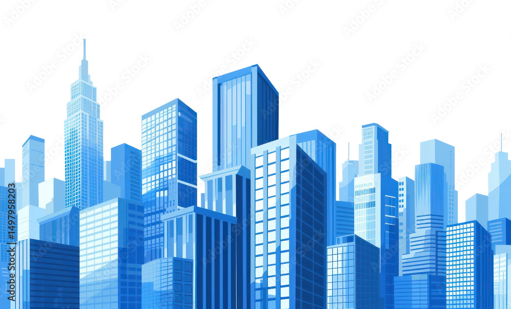 Fototapeta premium Modern blue cityscape illustration