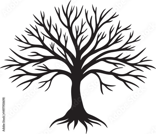 Black and white minimalist tree design featuring the batch year as a tribute to unity and growth.