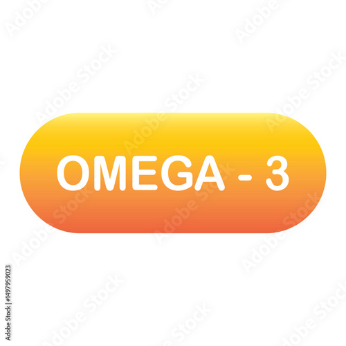 Fish oil supplement, single colorful capsule icon, gelatin shell, fish oil, omega 3, Vitamin pill. Evening primrose oil or borage . Healthy lifestyle concept Vector illustration EPS 10