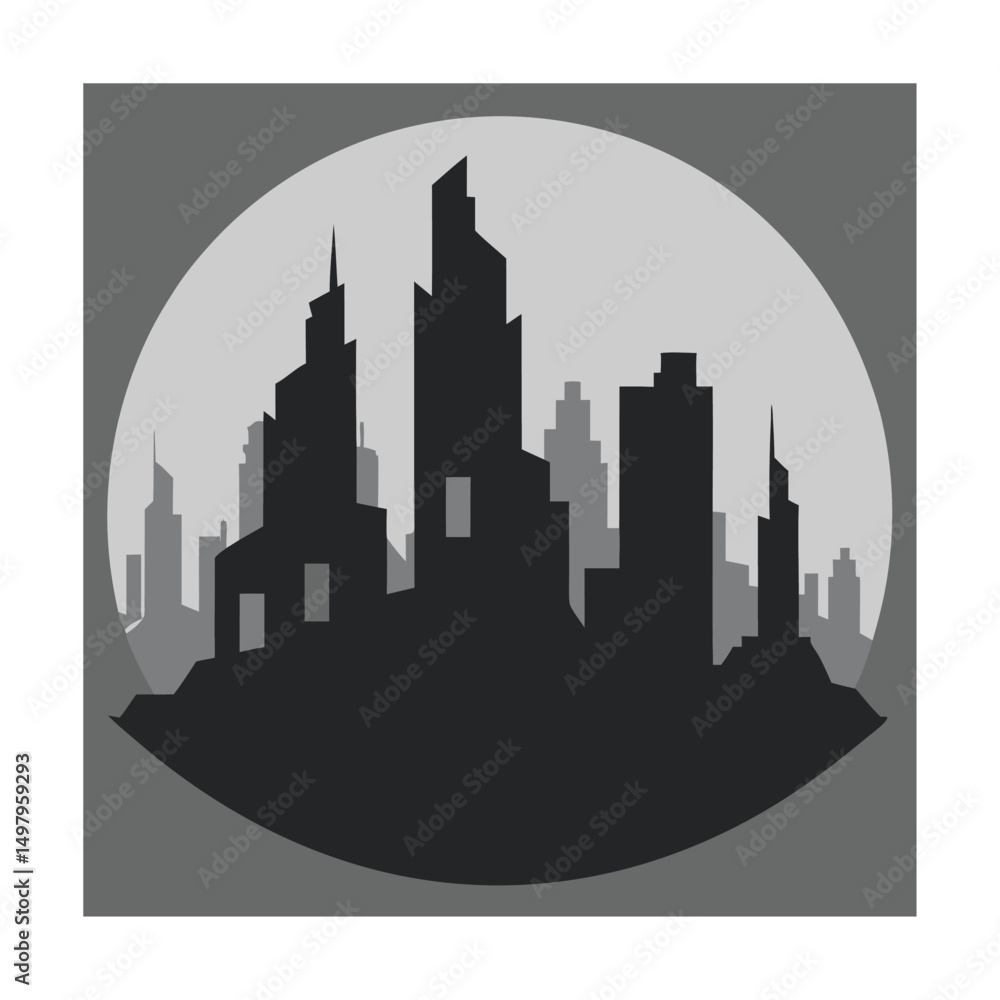 Fototapeta premium ruined city skyline in ash.eps