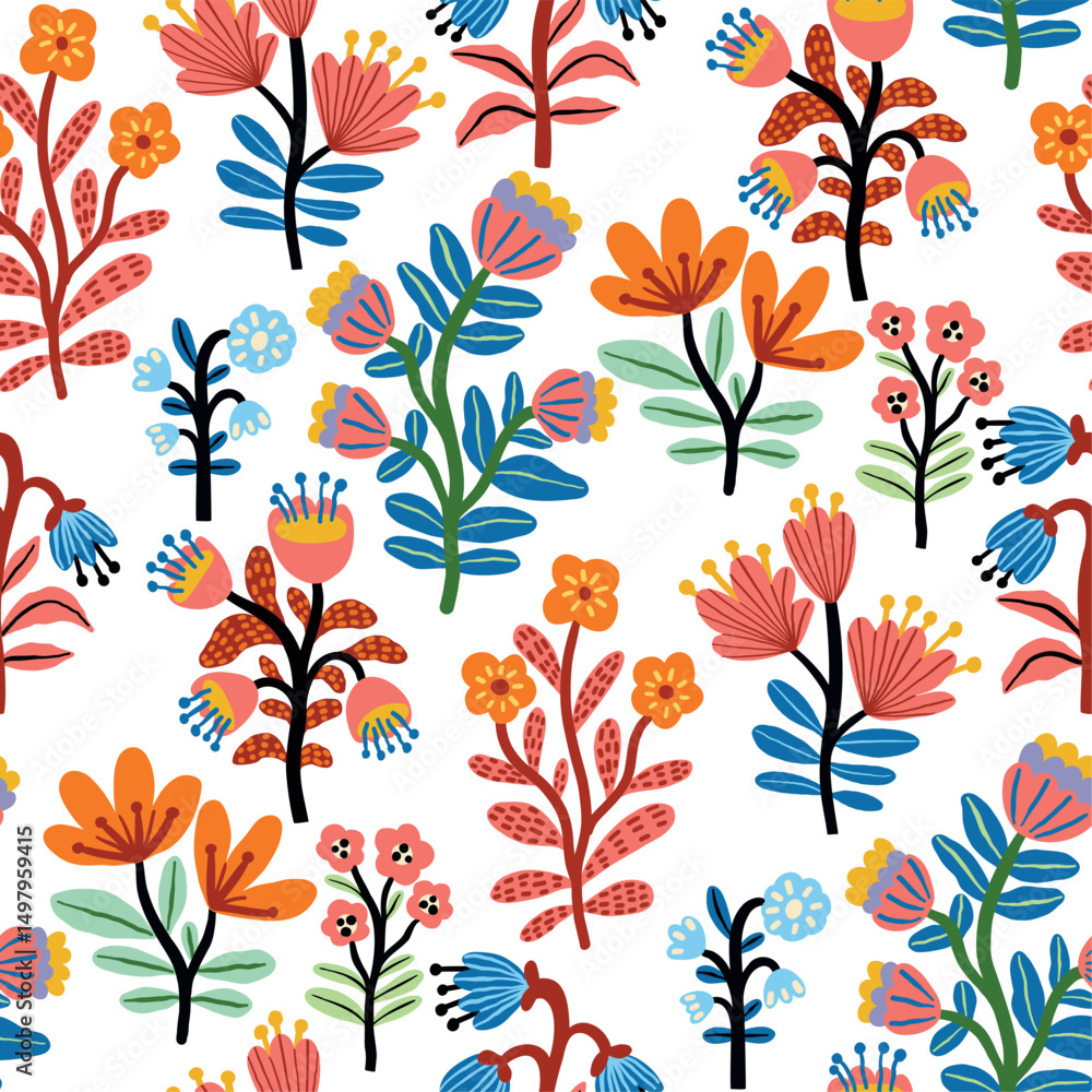 custom made wallpaper toronto digitalSeamless floral pattern with delicate hand-drawn modern flowers. Vintage pastel color palette. Ideal for fabric, wallpaper, stationery, packaging, and surface design.
