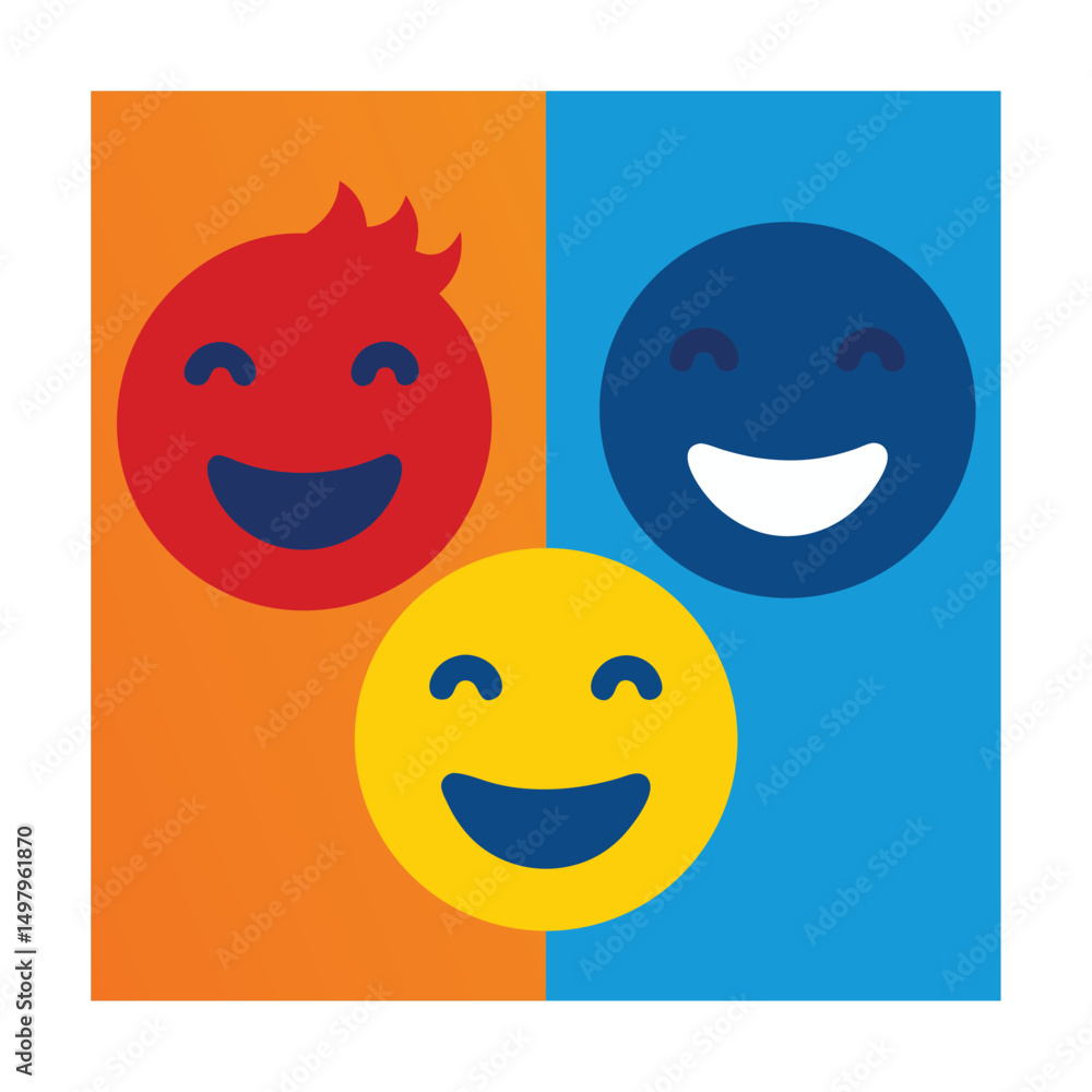 Fototapeta premium smiling faces painted on walls.eps