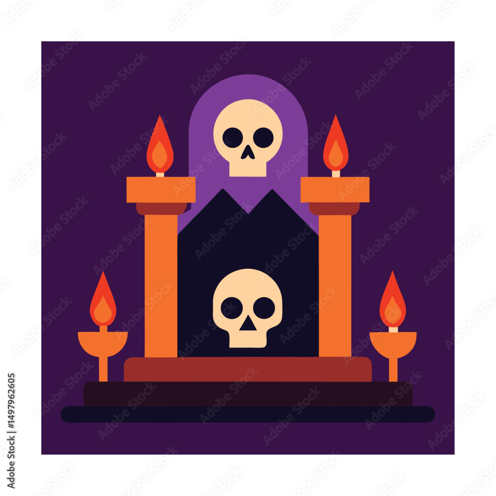 Obraz premium spooky altar with skulls (2).eps
