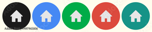 Round colored home buttons. Home icons. Home buttons set	